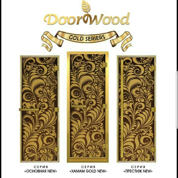 Дверь для сауны и бани DoorWood Золотая Венеция Luxary Gold 190х70 (по коробке). Фото № 2
