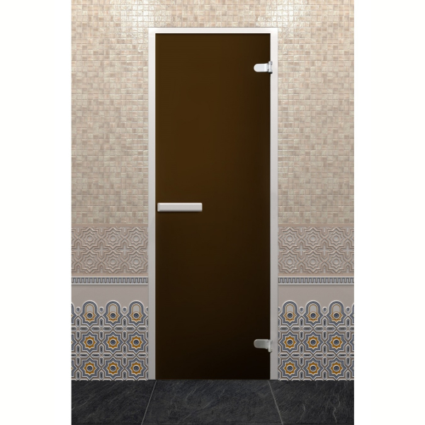 Стеклянная дверь для турецкой бани DoorWood Хамам Лайт Бронза Матовая 1900х700 (по коробке). Фото № 1