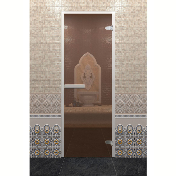 Стеклянная дверь для турецкой бани DoorWood Хамам Лайт Бронза 1900х700 (по коробке). Фото № 1