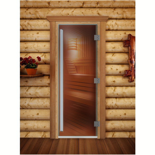 Дверь для бани и сауны DoorWood Престиж Бронза Матовая 190х80 (по коробке). Фото № 2