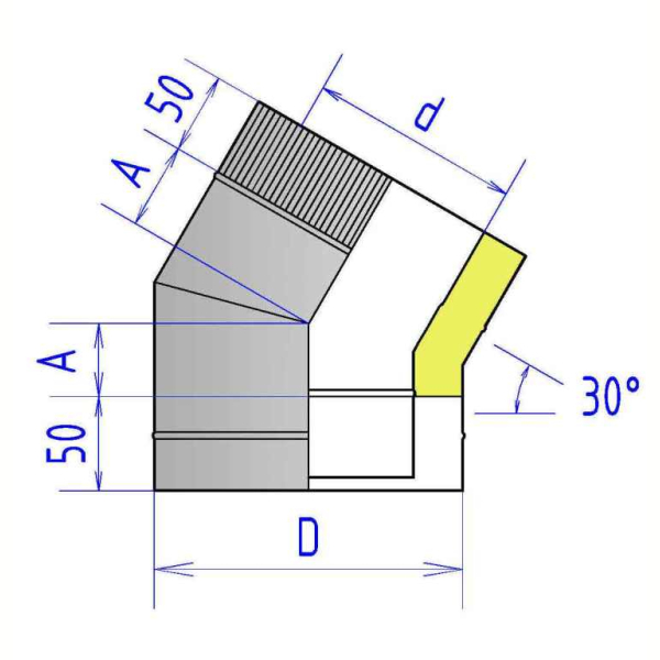 Отвод дымохода Феникс (0.8 мм, утеплитель 50 мм) D 150/250 30°. Фото № 2