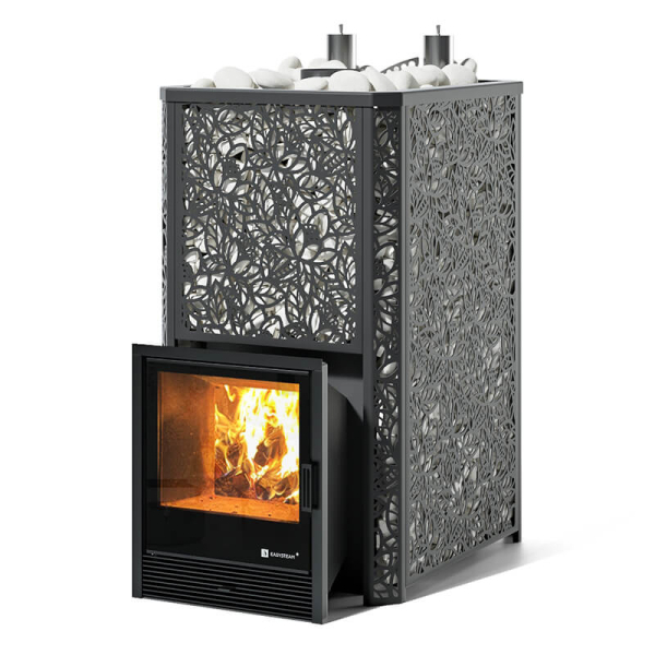 Коммерческая печь для бани и сауны ИзиСтим Ялта 50 K в кожухе Хохлома черный, AISI 430. Фото № 1