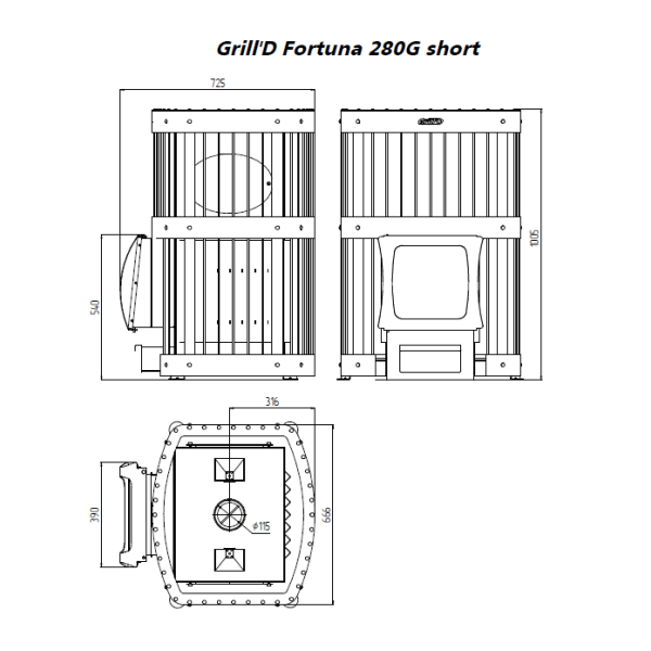 Печь Grill’D Fortuna 280G short black. Фото № 2