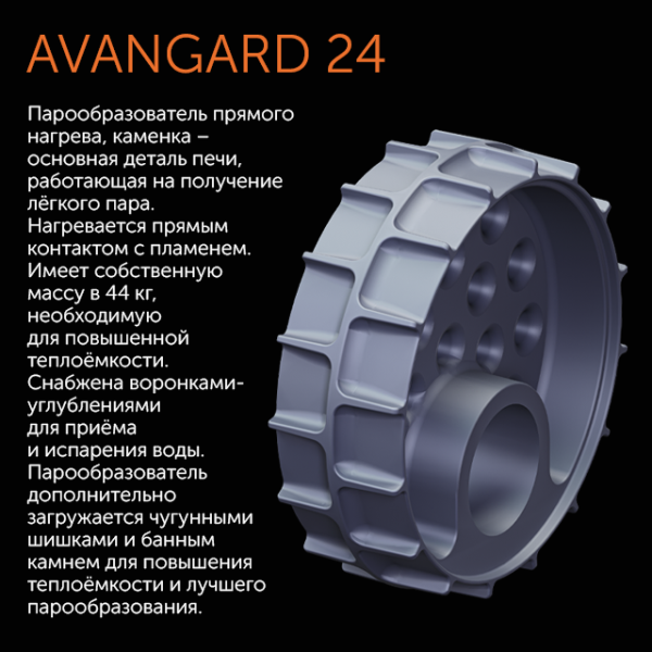Чугунная печь для бани Гефест Авангард 24 (М). Фото № 3