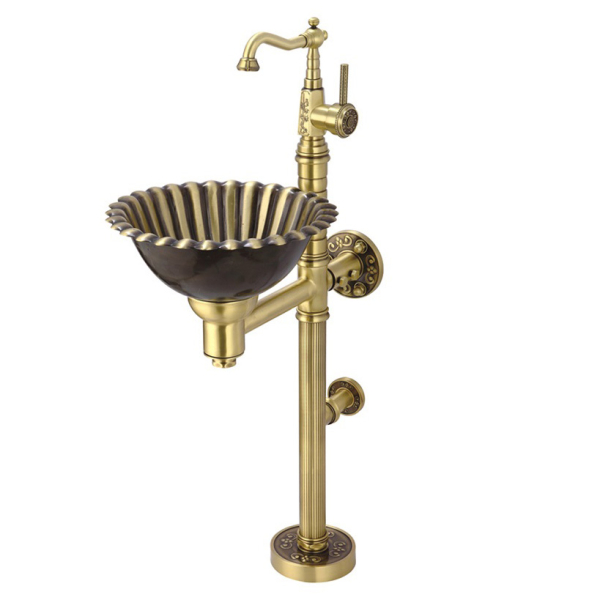 Гарнитур Bronze De Luxe с медной раковиной и смесителем 10106BR. Фото № 1
