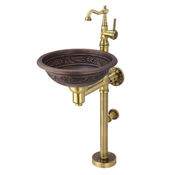 Гарнитур Bronze De Luxe с медной раковиной и смесителем 10108BR. Фото № 1