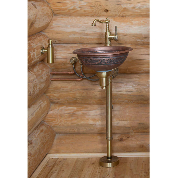 Гарнитур Bronze De Luxe с медной раковиной и смесителем 10108BR. Фото № 3