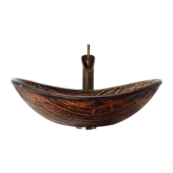 Раковина стеклянная Bronze De Luxe Т12-L560-W360-H165мм 12058. Фото № 3