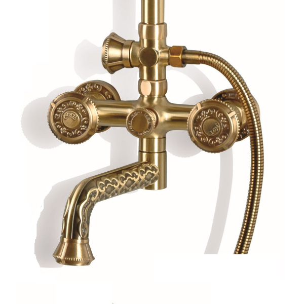 Комплект двухручковый для душа Bronze De Luxe ROYAL (излив резной 20см) 10121PF. Фото № 2