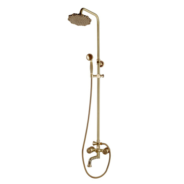 Комплект двухручковый для душа Bronze De Luxe ROYAL (излив резной 20см) 10121PF. Фото № 1