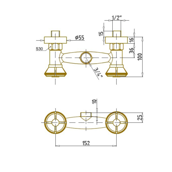Комплект для душевой Bronze De Luxe ROYAL душ Двойной цветок (без излива) 10118DF. Фото № 3