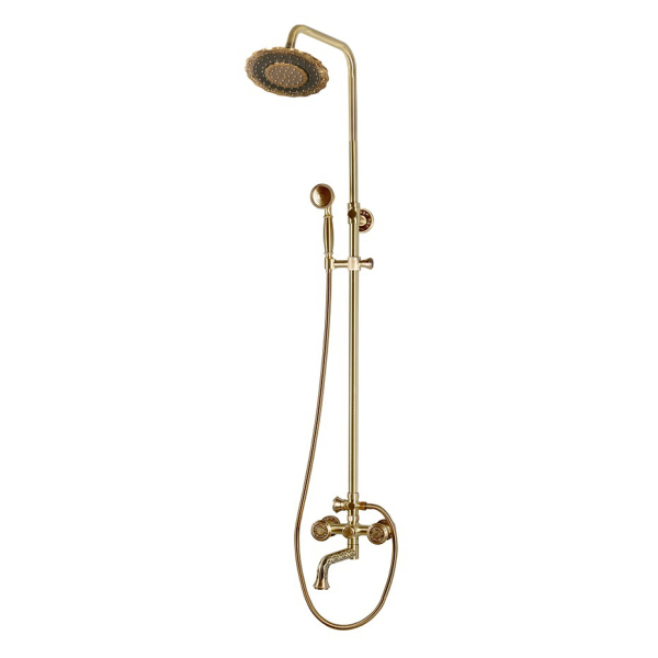 Комплект двухручковый для душа Bronze De Luxe ROYAL (излив резной 20см) 10121PF/1. Фото № 1