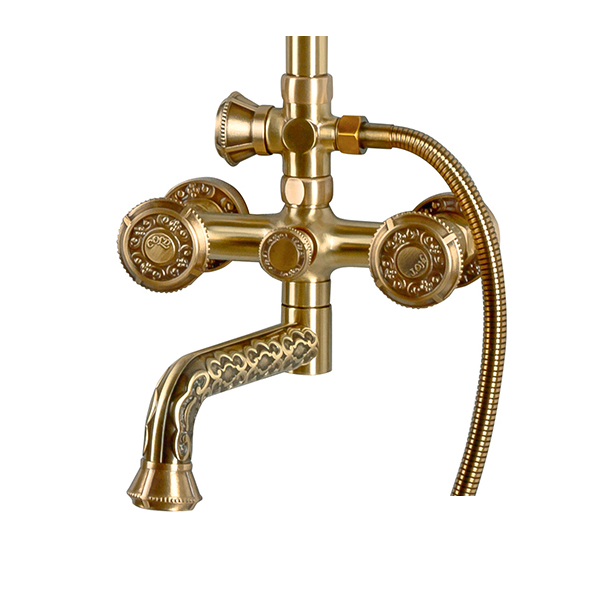 Комплект двухручковый для душа Bronze De Luxe ROYAL (излив резной 20см) 10121PF/1. Фото № 3