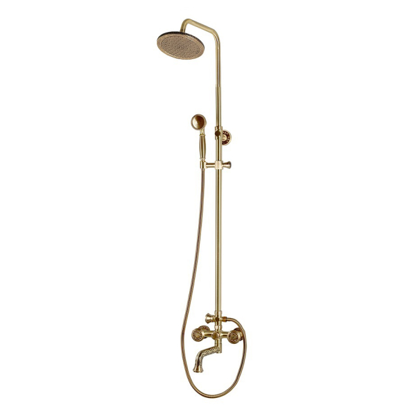 Комплект двухручковый для душа Bronze De Luxe ROYAL (излив резной 20см) 10121PR. Фото № 1