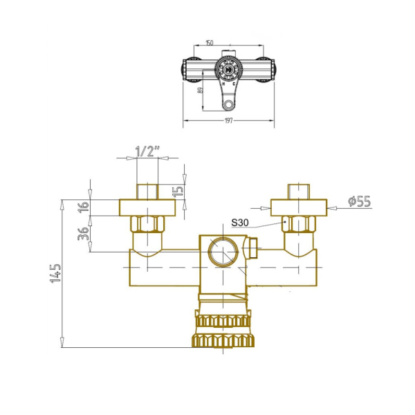 Комплект для душевой Bronze De Luxe ROYAL душ Круг (без излива) 10118R. Фото № 3