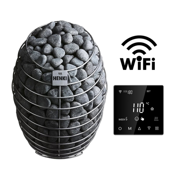 Электрическая печь для бани и сауны Henki Nest Black, черная (пульт управления Wi-Fi в комплекте) 8 кВт. Фото № 1