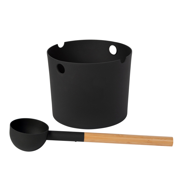 Комплект для бани и сауны Maestro Woods Premium-Line, ковш и ведро 5л, black. Фото № 1