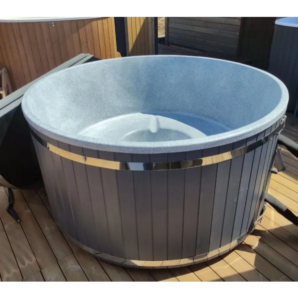Купель PolarSpa LIGHT 195 термососна графит, цвет чаши бежевый. Фото № 6