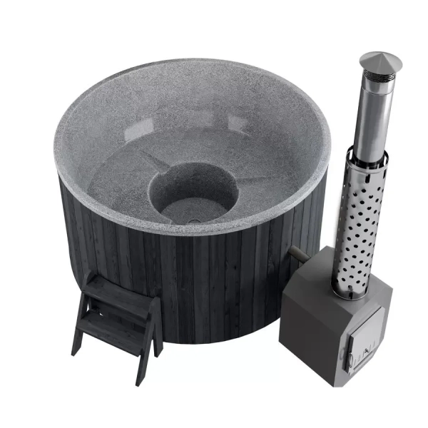 Купель PolarSpa LIGHT 195 термососна графит, цвет чаши серый. Фото № 1