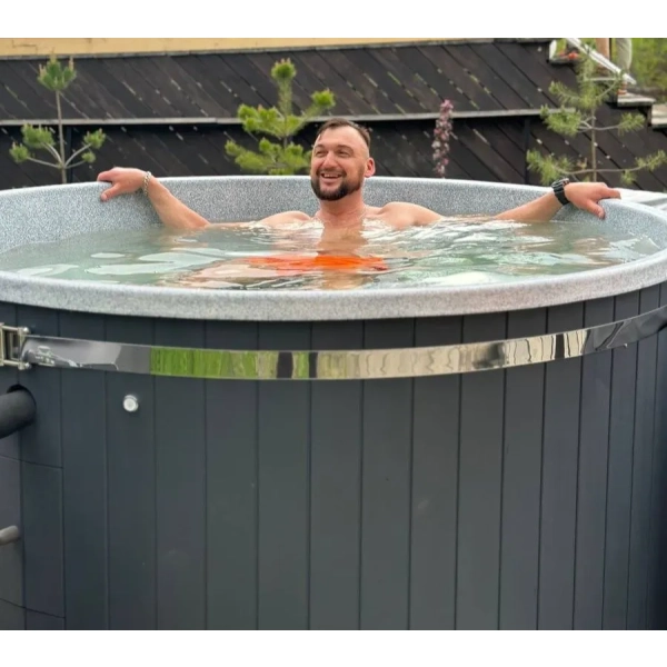 Купель PolarSpa LIGHT 195 без печи, термососна графит, цвет чаши бежевый. Фото № 2