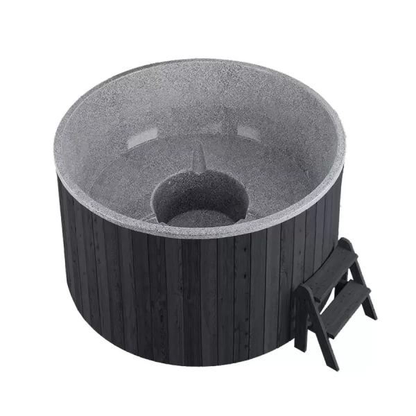 Купель PolarSpa LIGHT 195 без печи, термососна графит, цвет чаши серый. Фото № 1
