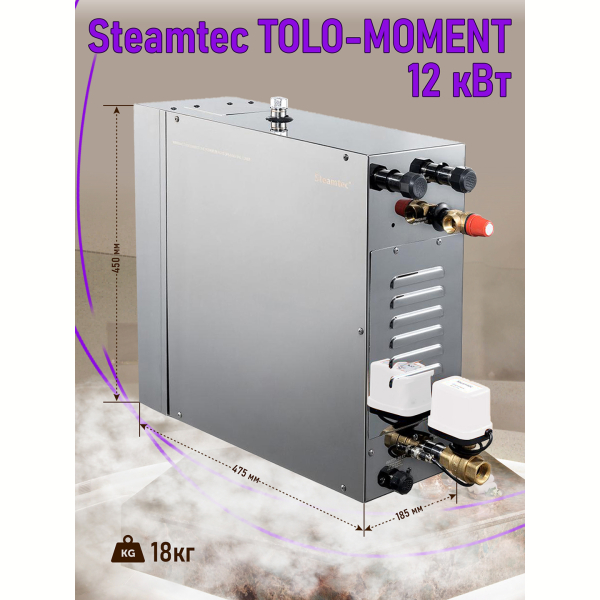 Парогенератор для сауны и хамама Steamtec TOLO MOMENT-120, 12 кВт, White. Фото № 9