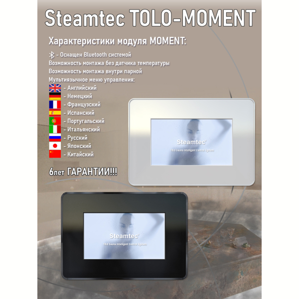 Парогенератор для сауны и хамама Steamtec TOLO MOMENT-225, 22.5 кВт, Black. Фото № 7