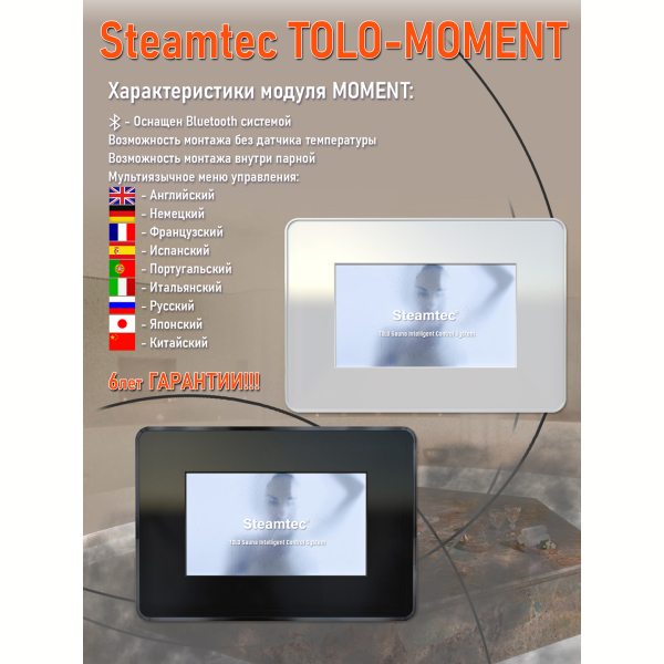 Парогенератор для сауны и хамама Steamtec TOLO MOMENT-240, 24 кВт, White. Фото № 6