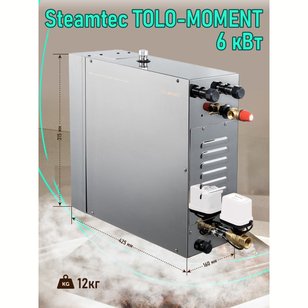 Парогенератор для сауны и хамама Steamtec TOLO MOMENT-60, 6 кВт, White. Фото № 9