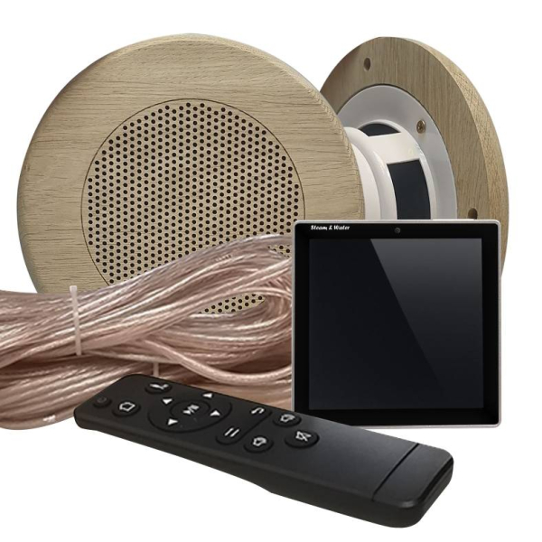 Комплект акустической системы встраиваемый SW-Sensor-2 Black (две колонки Wood, круг). Фото № 1
