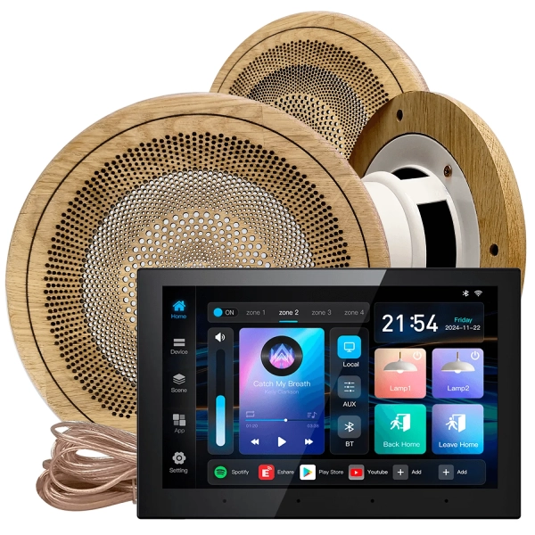 Комплект акустики для бани SW-3 SOUND Next WiFI Wood (три колонки, круг). Фото № 1
