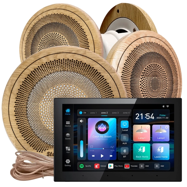 Комплект акустики для бани SW-4 SOUND Next WiFI Wood (четыре колонки, круг). Фото № 1