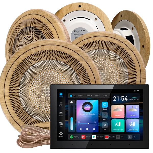 Комплект акустики для бани SW-5 SOUND Next WiFI Wood (пять колонок, круг). Фото № 1
