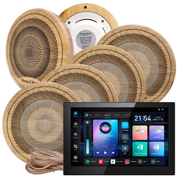 Комплект акустики для бани SW-6 SOUND Next WiFI Wood (шесть колонок, круг). Фото № 1