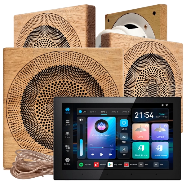Комплект акустики для бани SW-4 SOUND Next WiFI Wood (четыре колонки, квадрат). Фото № 1