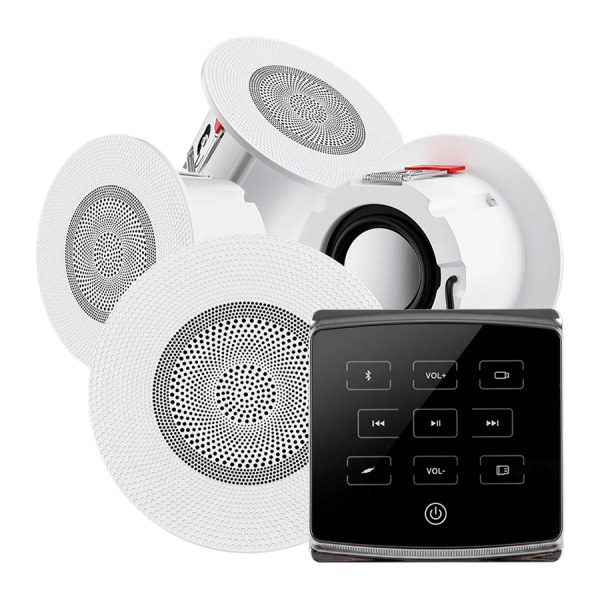 Комплект влагостойкой акустической системы SW ECO Black MINI-4 (четыре колонки, круг). Фото № 1