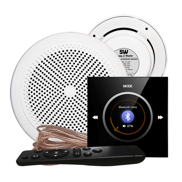 Комплект влагостойкой акустической системы SW NOISE Black 2 (две колонки, круг). Фото № 1