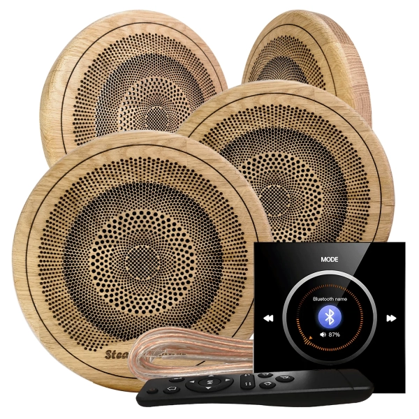 Комплект влагостойкой акустической системы SW NOISE Black Wood-4 (четыре колонки, круг). Фото № 1