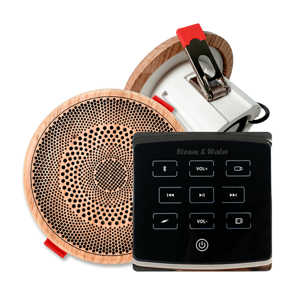 Комплект влагостойкой акустической системы SW ECO Black MINI Wood-2 (две колонки, круг). Фото № 1