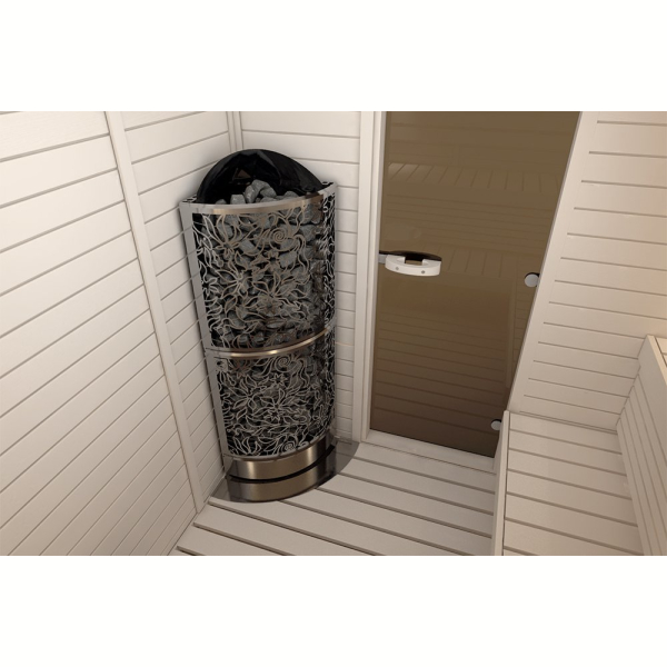 Электрическая печь SAWO DRAGONFIRE Heater King DRFT3-60NS-CNR-P-C (6 кВт, выносной пульт, угловая, нержавейка). Фото № 3