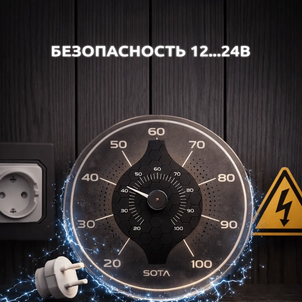 Термометр для бани 3000К с LED подсветкой, (тёплый белый, до +100С.). Фото № 4
