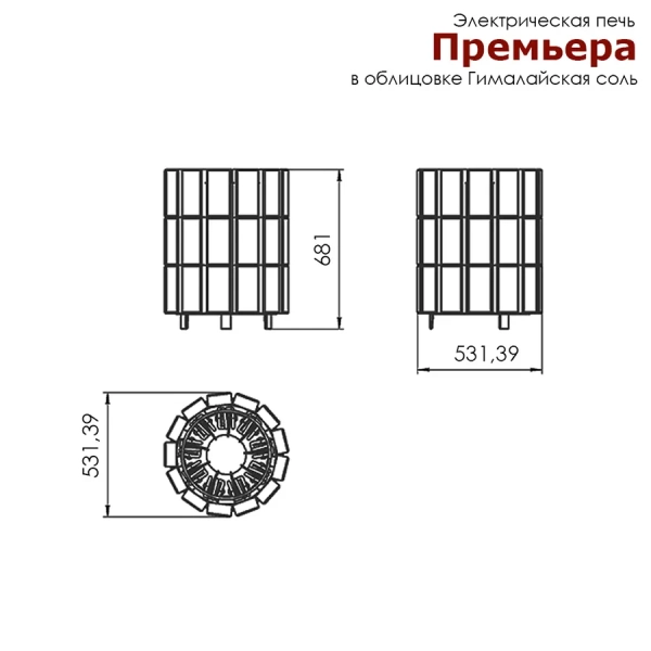 Электрическая печь Инжкомцентр ВВД Премьера Пироксенит чёрный, 12 кВт. Фото № 4