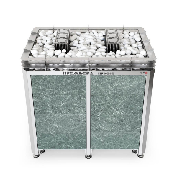 Электрическая печь Инжкомцентр ВВД Премьера ПРОФИ 2.0, 30 кВт, в облицовке из натурального камня. Фото № 2