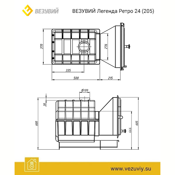 Банная печь Везувий Легенда Ретро 24 (205). Фото № 2