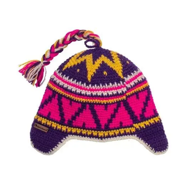 Шапка вязаная для бани Woodson Viking Pinky, орнамент, 1 косичка (розовый, фиолетовый, жёлтый). Фото № 1