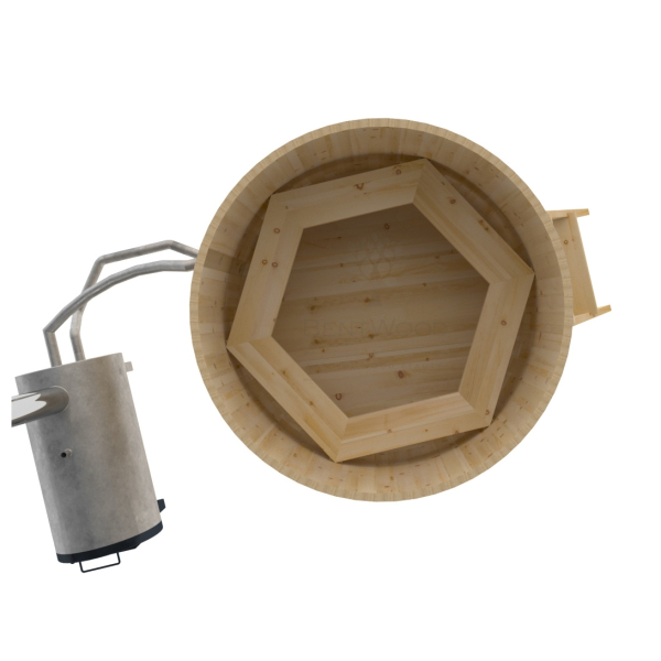 Купель BentWood Фурако из кедра D 1.5 (H 1.0/Стандарт) с наружной печкой. Фото № 3