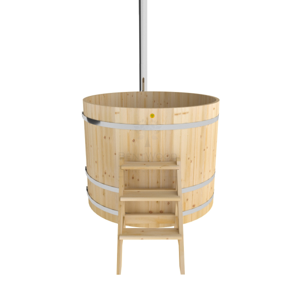 Купель BentWood Фурако из кедра D 1.5 (H 1.2/Стандарт) с наружной печкой. Фото № 7