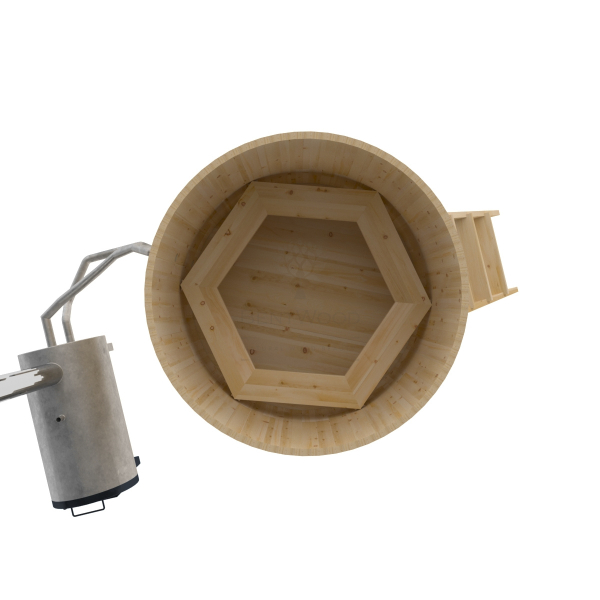 Купель BentWood Фурако из кедра D 1.5 (H 1.2/Стандарт) с наружной печкой. Фото № 9