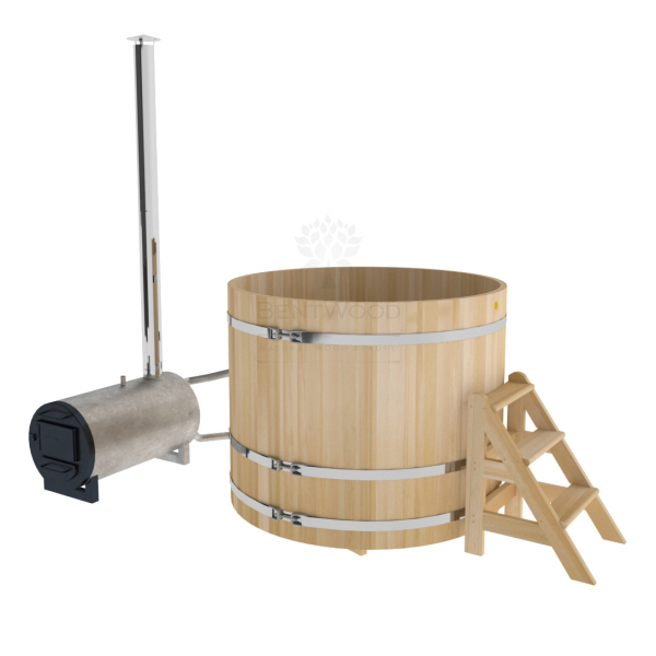 Купель BentWood Фурако из кедра D 1.5 (H 1.2/Премиум) с наружной печкой. Фото № 1