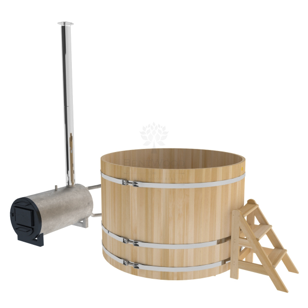 Купель BentWood Фурако из кедра D 1.8 (H 1.2/Премиум) с наружной печкой. Фото № 1